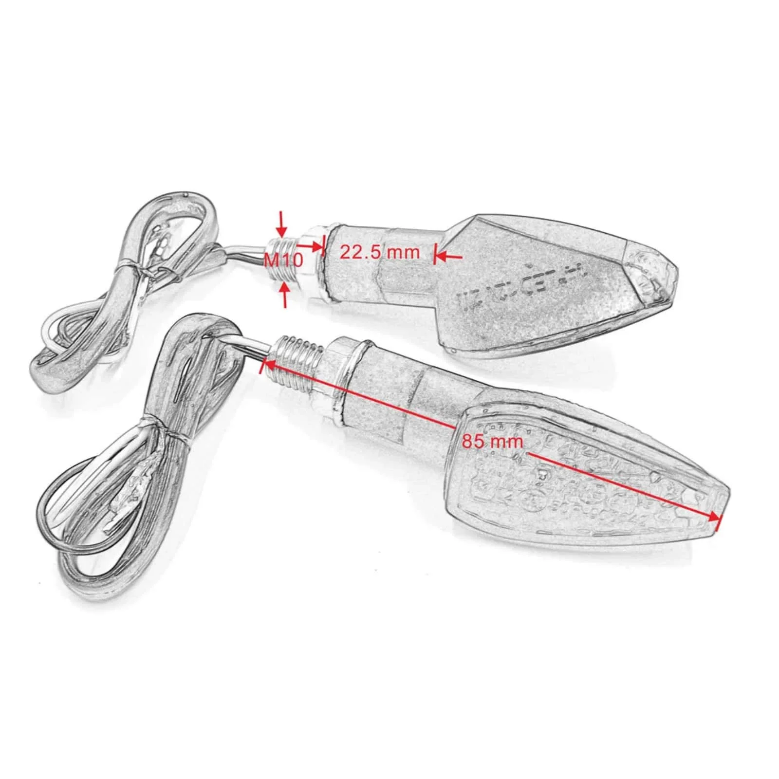 2Pcs Motorcycle Turn Signals Approved E50 Mark Turn Signal Light 14LED Turn Signal Indicator 12V/24V M10 E-mark Universal