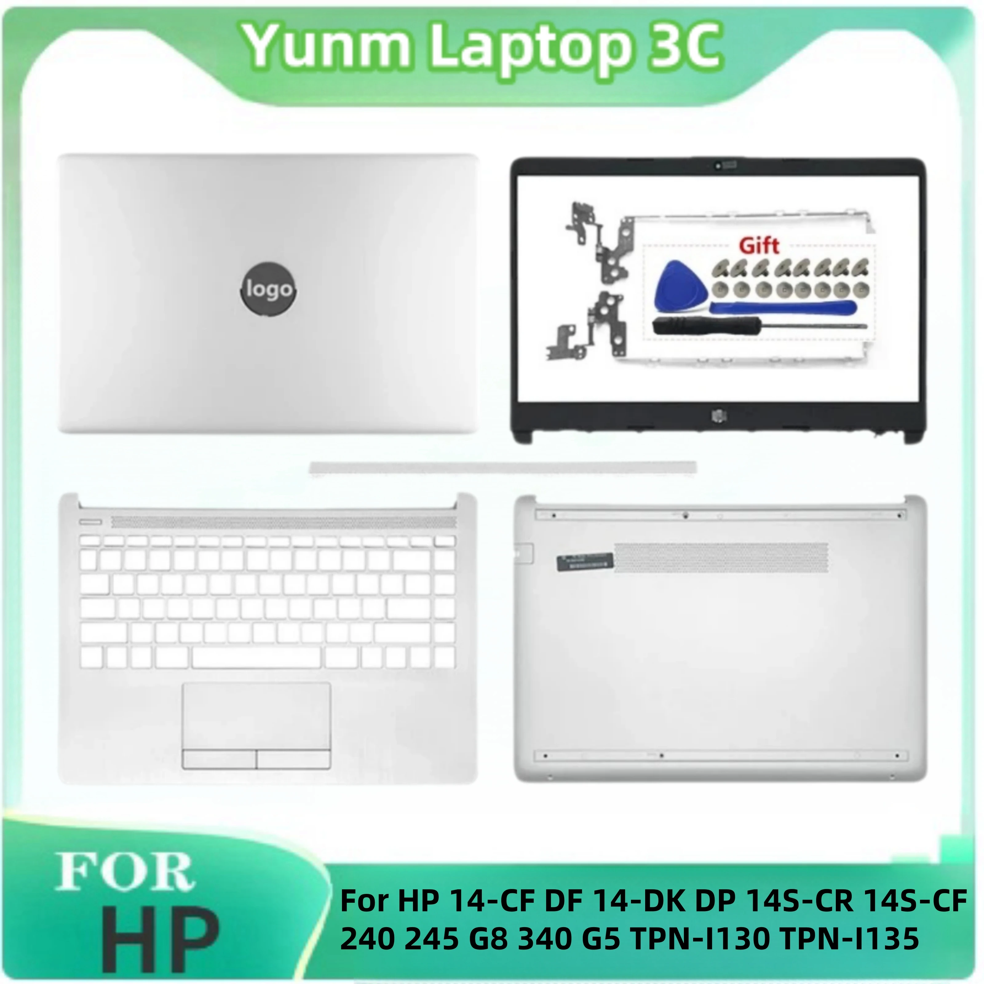 

For HP 14-CF DF 14-DK DP 14S-CR 14S-CF 240 245 G8 340 TPN-I130 I135 New Laptop LCD Back Cover Bezel Palm Rest Bottom Shell