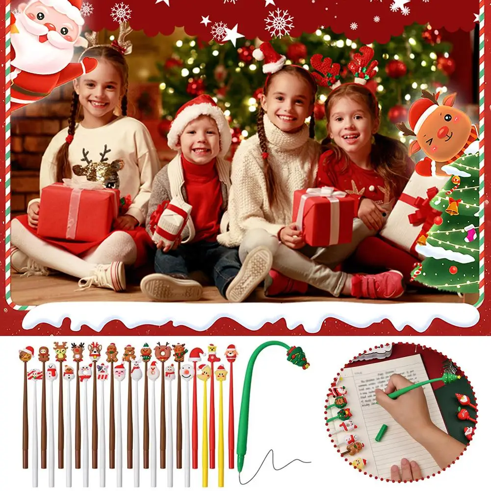 

Cartoon Christmas Shakable Soft Silicone Shell Gel Pen 3D Head Neutral Pen 0.5mm Student Waterproof FunStationery Christmas Gift