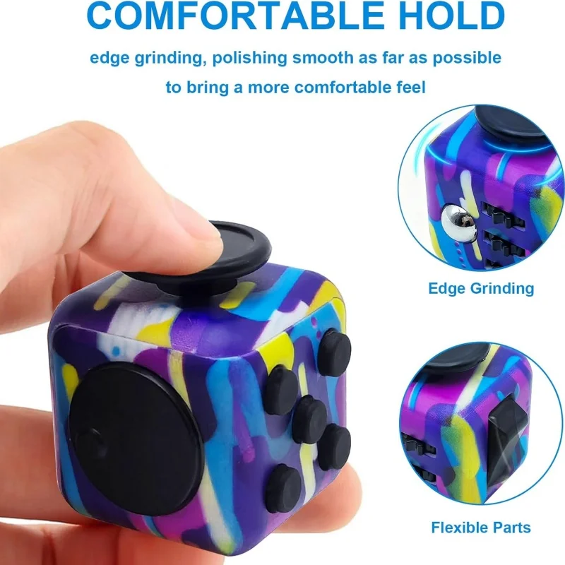 Fidget Cube per adulti, giocattoli sensoriali per alleviare l'ansia a 6 lati per ADHD, gadget Fidget portatili autistici per stress e messa a fuoco