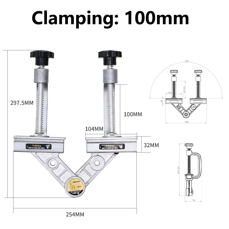 10-180° Angle Clamp Holder Max Clamping 100mm Woodworking Angle Welding Stainless Steel Square Tube multi Angle Artifact Tool