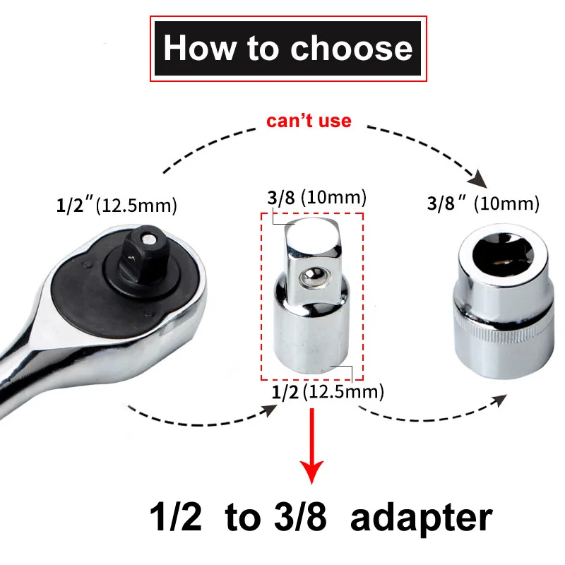 Hi-Spec 1/4 3/8 1/2 3/4  Drive Socket Adapter Converter Reducer Air Socket Wrench Adapter Set Connection Rod Hand Tools Set