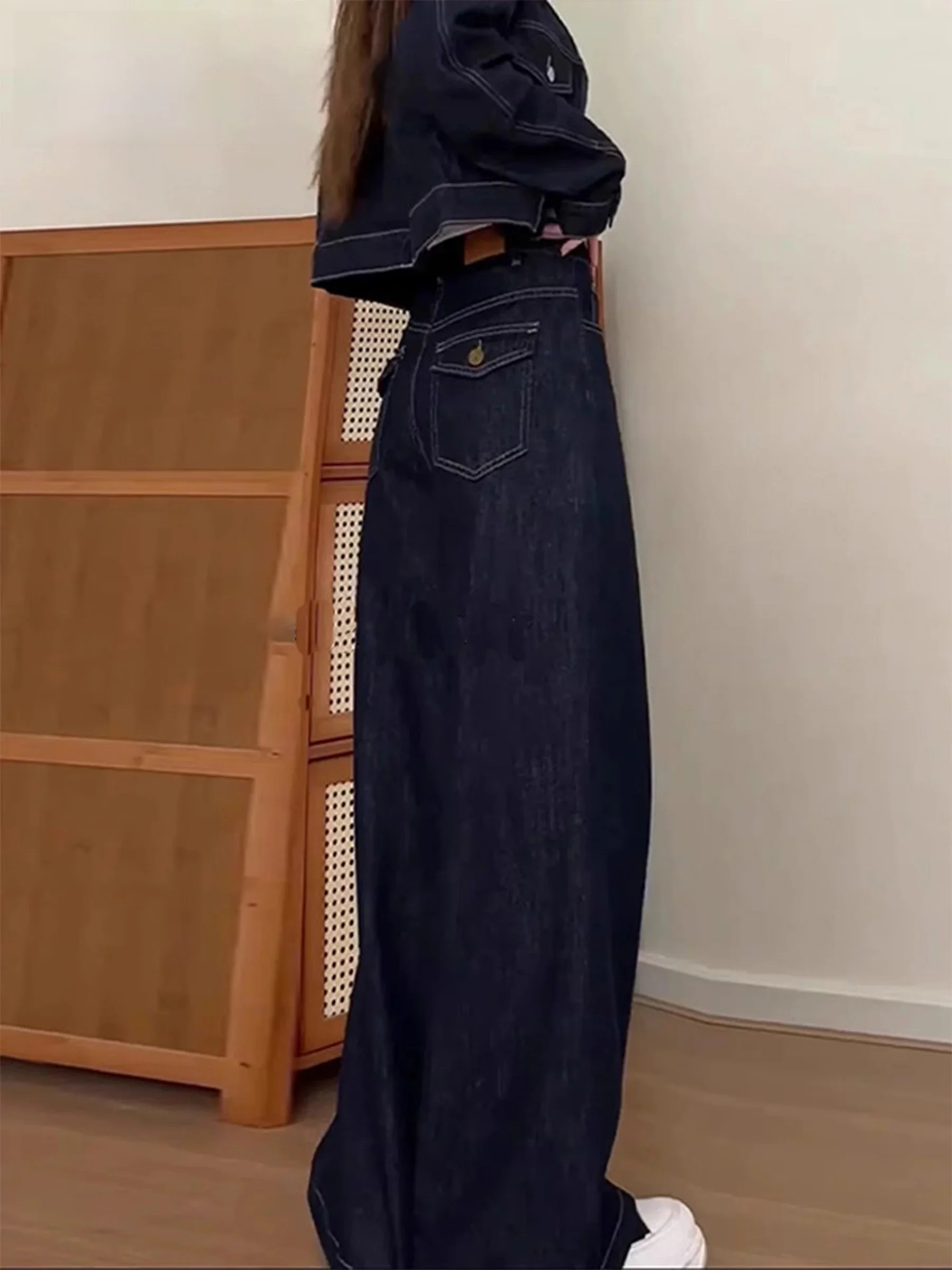 

Женские джинсы Deep Blue Casual с высокой талией, широкими штанинами, свободного кроя, длиной в пол, винтажные, прямые, летняя коллекция 2026 года