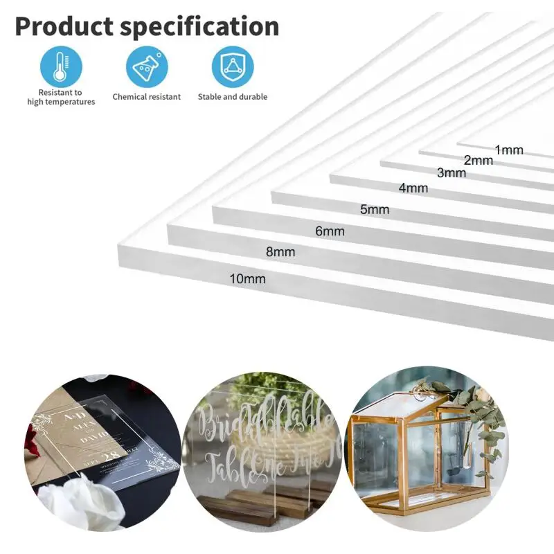 1-10mm Thickness TransparentsColorless Clear Acrylic Board Perspex Glass Plate Plastic Organics Sheet Methacrylat
