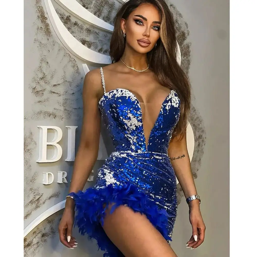 2023 New Arrival Women Sleeveless Sexy V-Neck Shinning Sequins High Split Dress Elegant Evening Party Celebrate Dress