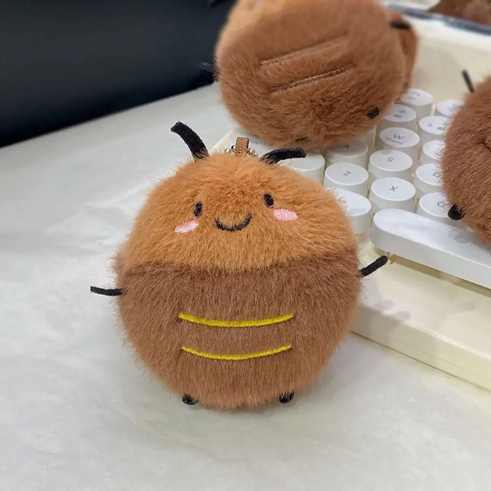 Soft Cockroach Plush Doll Insect Cartoon Stuffed Animal Keychain Funny Fluffy Cockroach Plush Keyring Kids Holiday Gifts