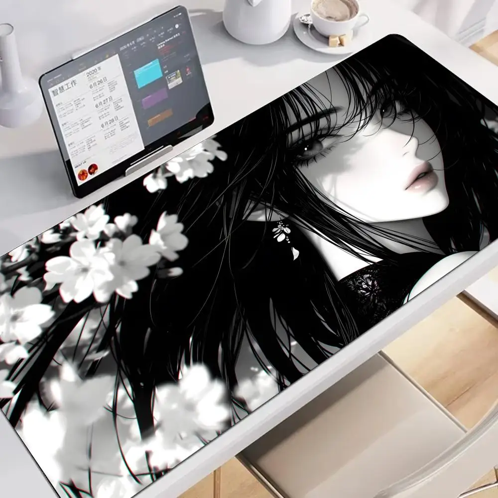 

Ink Bamboo Girl Mouse Extended Pads Pad Large Gaming Non-slip Laptop Tablet Mat Mini Office Accessories PC Playmat