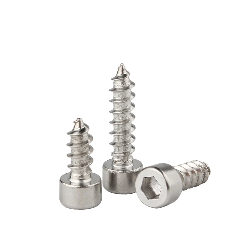 Anti-Rust 304 Stainless Steel Sharp Tip Inner Hex Cup Head Tapping Screws Cylinder Fasteners for Audio Speaker M4 M5 50-100Pcs