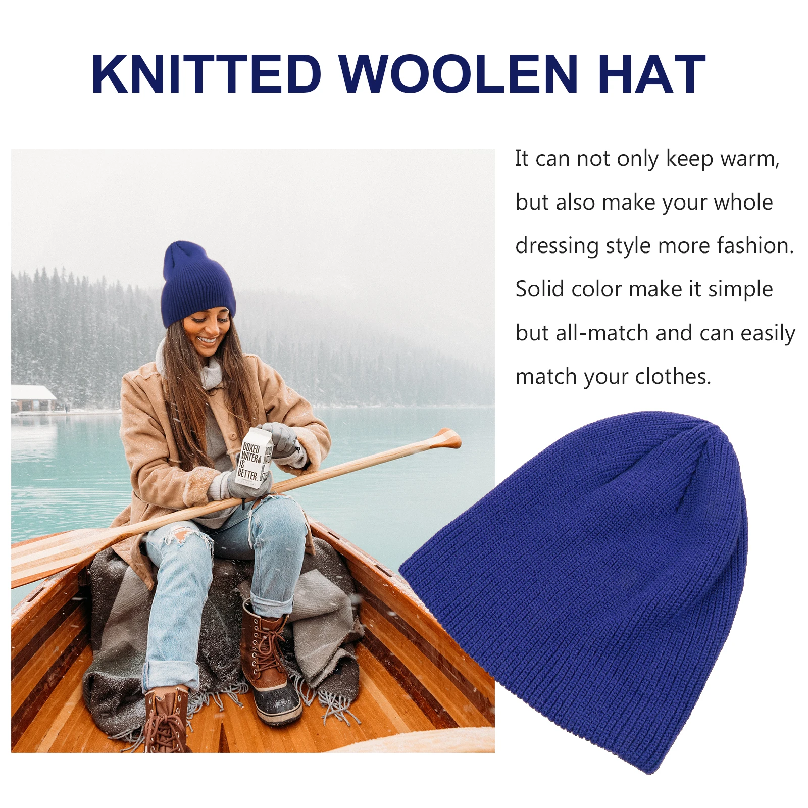 

1pc Fashion Knitting Warm Cap Elastic Woolen Hats for Women Winter Comfortable Christmas Party Headwear