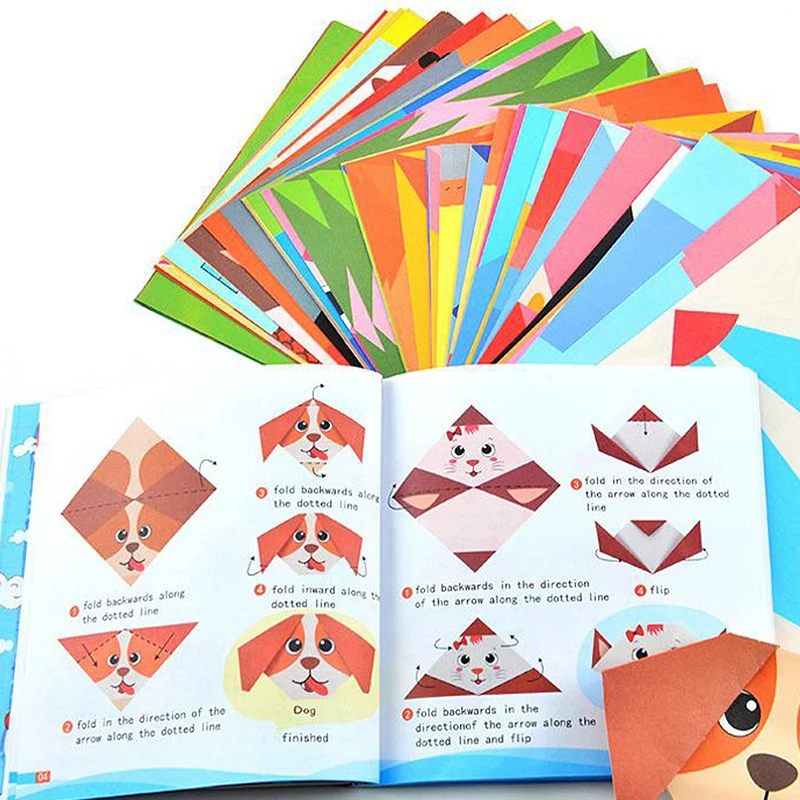 Kinder im Alter von 5–16 Jahren, 108 Blatt mit 54 Mustern, Anleitungsbuch, Origami-Papier-Set für Fortgeschrittene Anfänger