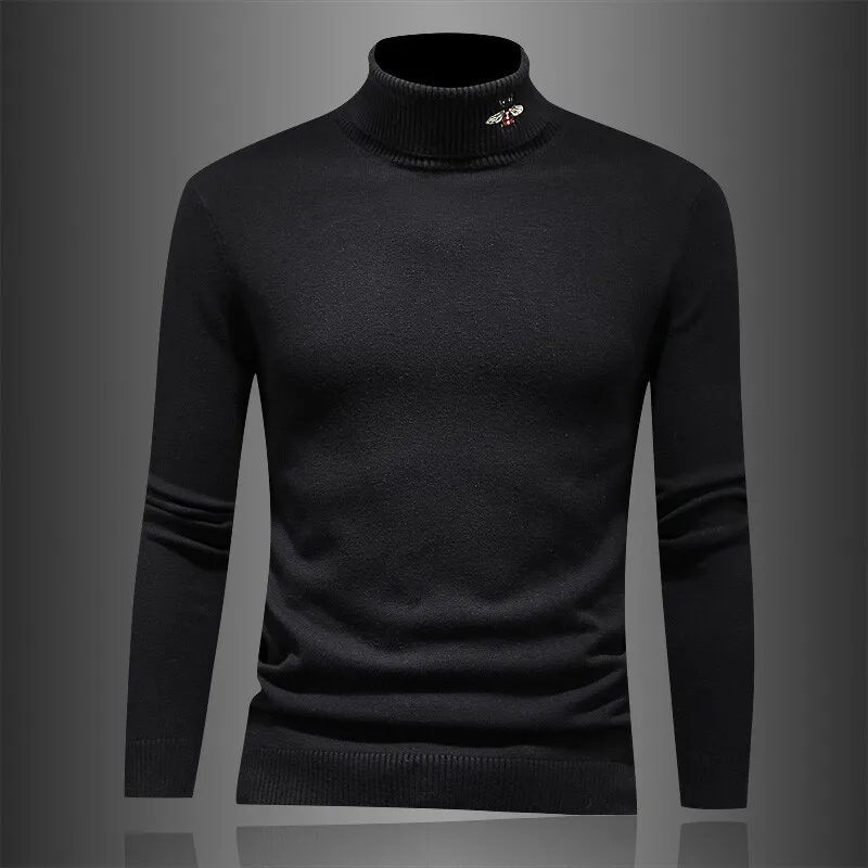 

Новый зимний мужской вязаный шерстяной свитер с высоким воротом, мягкий, из смесовой шерсти, свободного кроя, с длинными рукавами, молодежный стиль Ciwalk