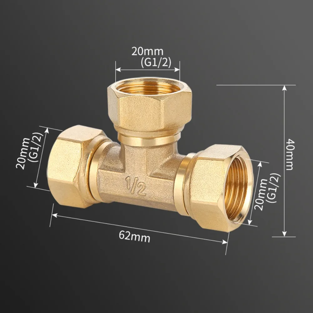 New 1/2 BSP Pneumatic Plumbing Connector Tee Type Male/Female Thread Brass Pipe Fitting Water Oil Gas Adapter