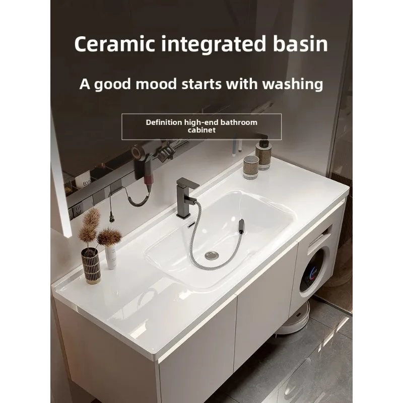 Ceramic Integrated Basin, Bathroom Cabinet, Combined Bathroom, Washstand with Washing and Drying Machine, Bathroom D24