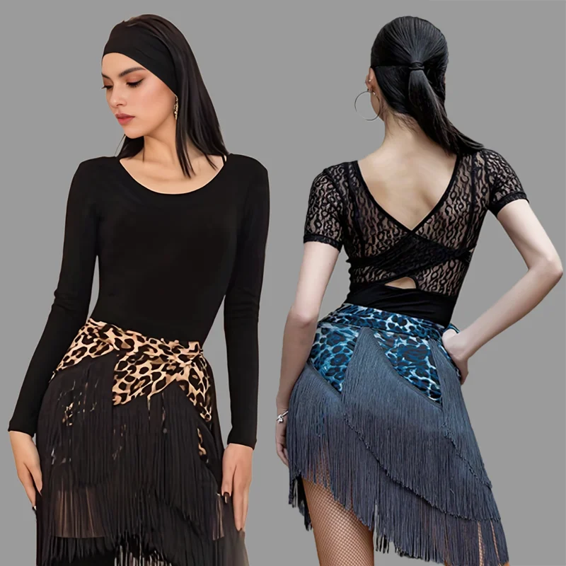 New Latin Dance Tassel Skirt Women's Adult Short Skirt Bottom Skirt Latin Practice Skirt Square Dance Dress