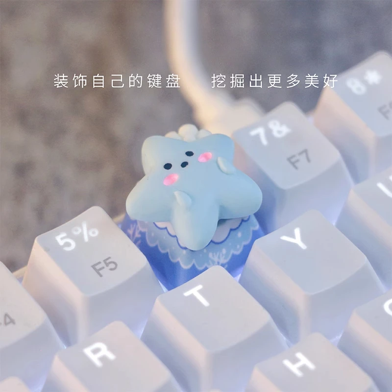 Personalized blue star keycap couple gift universal height cross axis mechanical keyboard universal