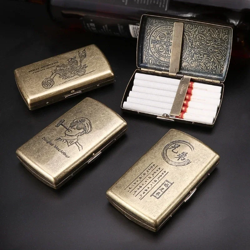 Classic Metal Cigarrette Case Creative Smoking Set Portable Cigarette Box Sleeve Pocket Tobacco Pack Cover Smoking Accessories