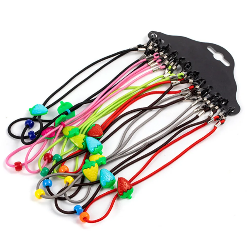 12PCS Children Mixed colour Stretch glasses rope Anti-lost glasses Strawberry Hanging chain  A008