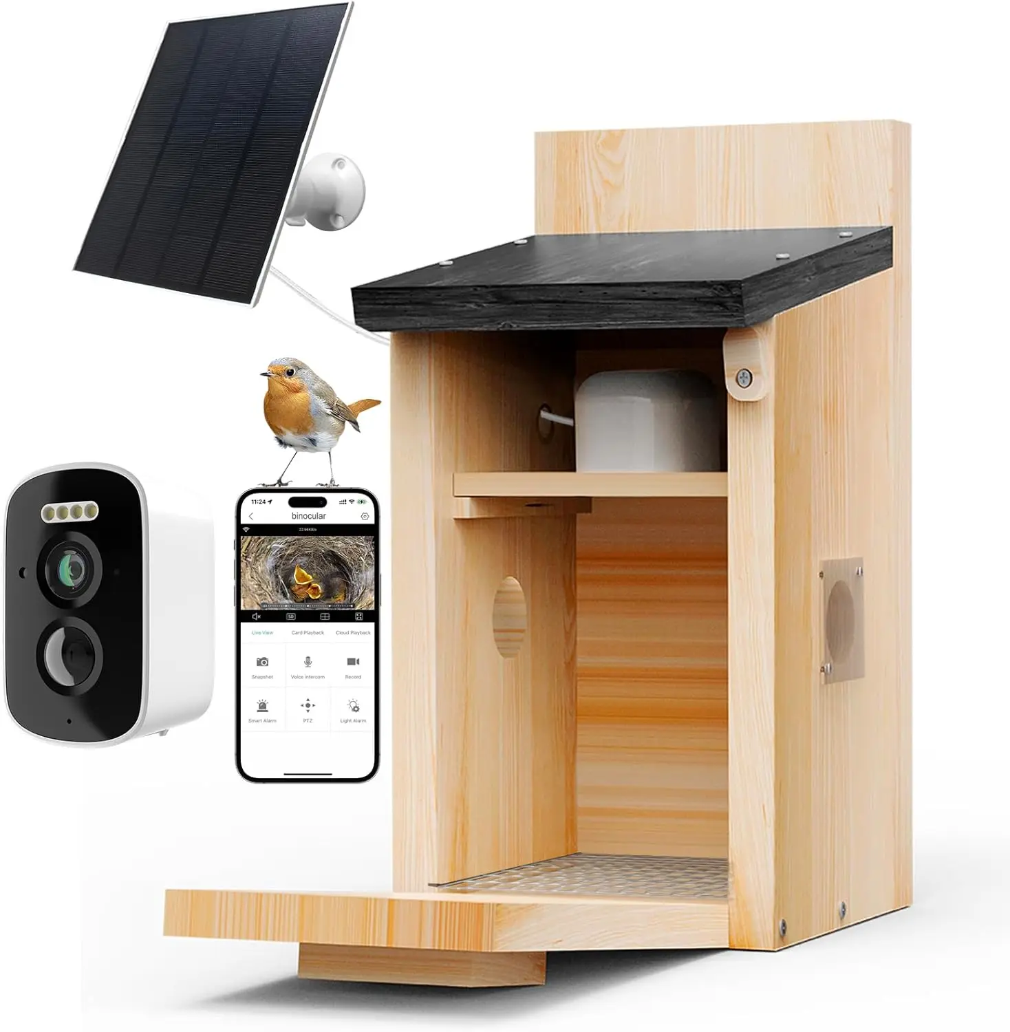 

1080P HD Solar-Powered Smart Bird House with Camera, Real-Time Bird Watching & AI Behavior Tracking