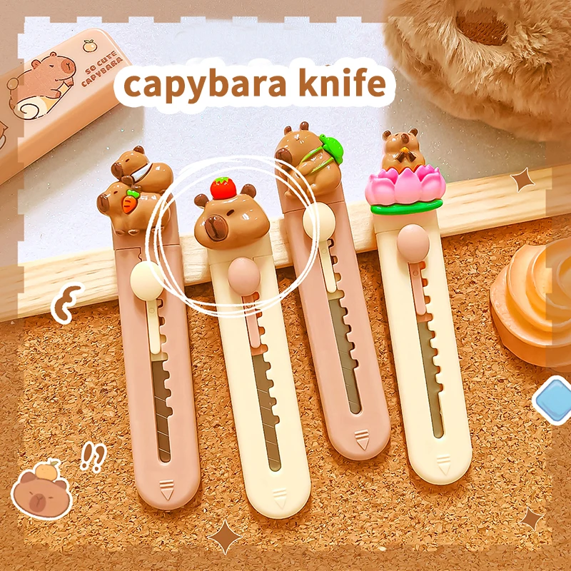 Muito Estética Papelaria Facas para Escola, Canivete, Kawaii, Capivara Utilitário Faca, Cute Box Cutter