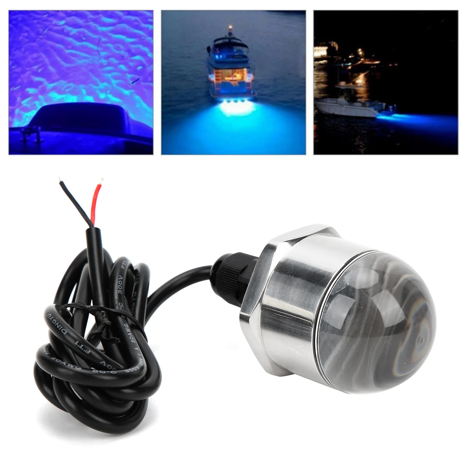 12V Blue 9LED Underwater Drain Plug Light OEM Replacement 1200lm 1/2in NPT Thread Lamp for Marine Boat Yacht