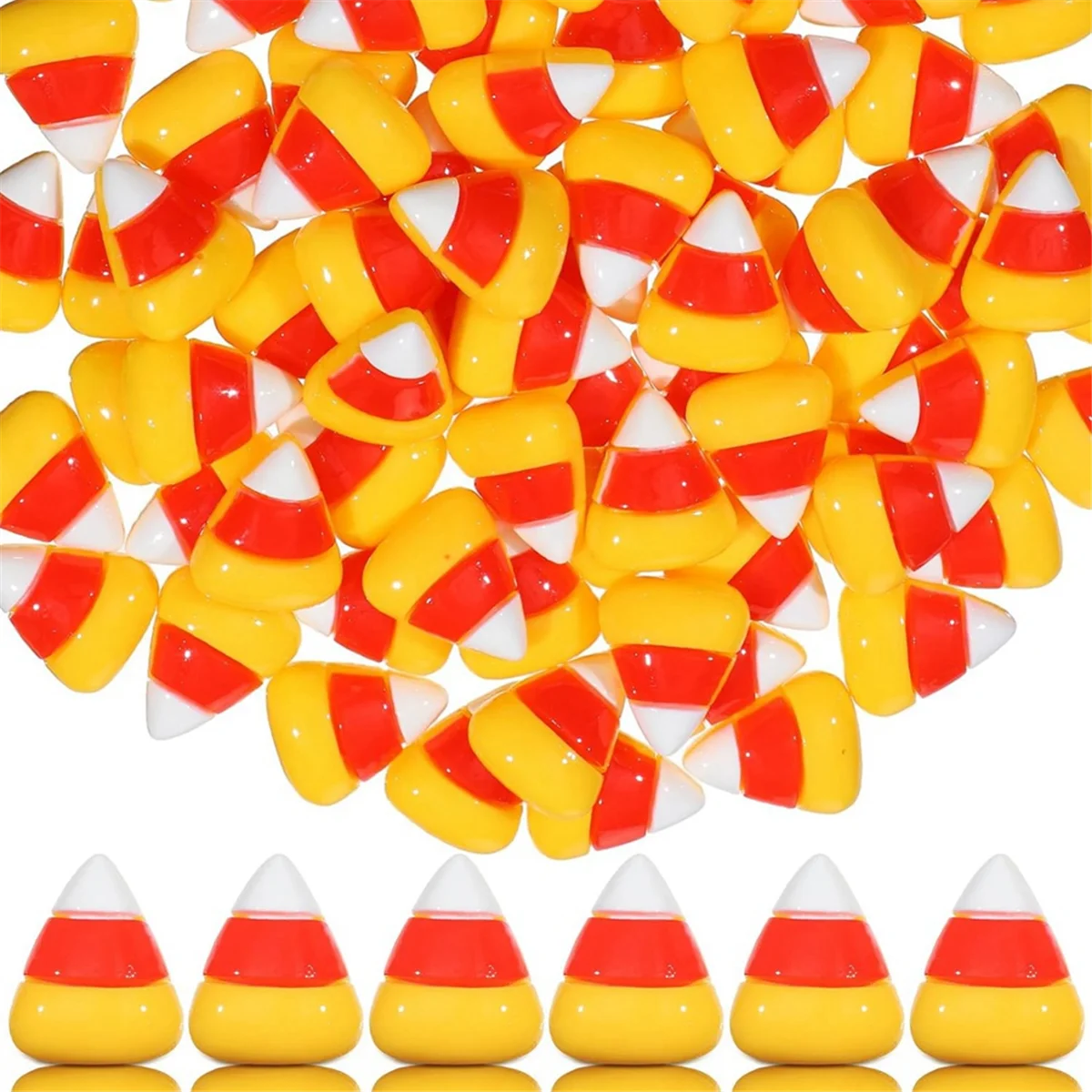 150 Pcs Halloween Cute Resin Candy Corn Flatback Artificial Fake Candy Corn Faux Flatback Embellishments