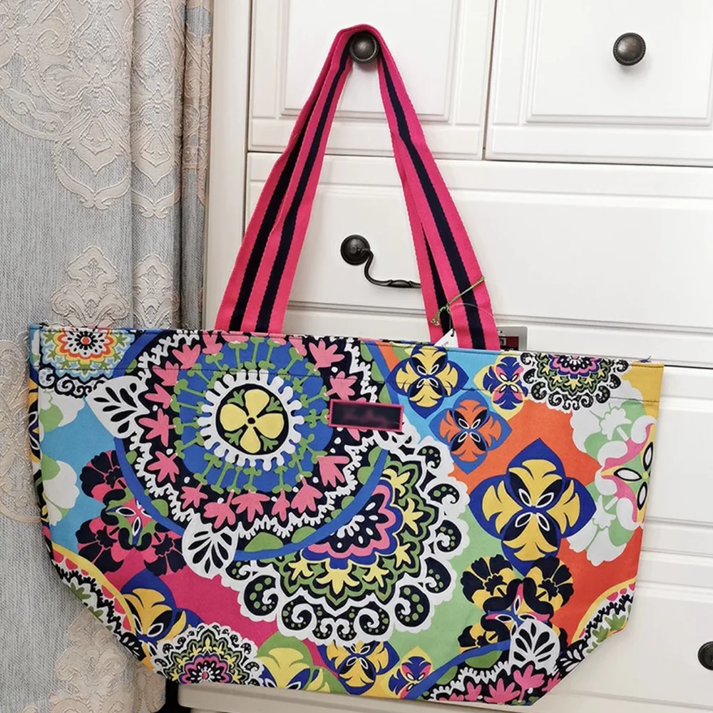 VB print environmental protection beach shoulder bag folding ladies large capacity shopping bag