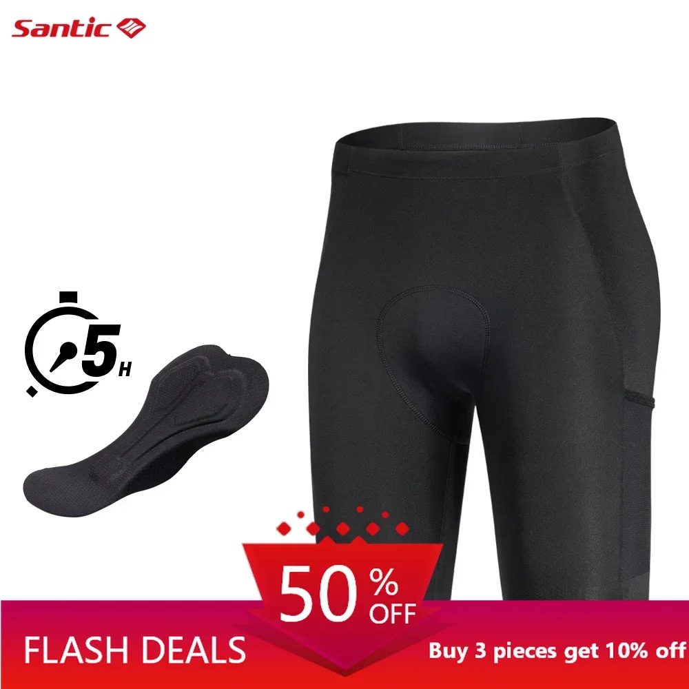 

Santic Men Summer Cycling Shorts Quick Dry Breathable MTB Road Bike Shorts Anti-slip Ride Shorts Reflective WM24C05191H