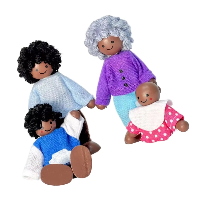  Flexible Limb Wooden Toy People Set for Kids Family Storytelling and Educational Play