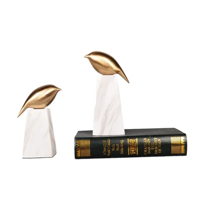 Modern Light Luxury Brass Bird Ornament for Model Room Study Living Room TV Stand Entrance Chinese Soft Decoration Craft