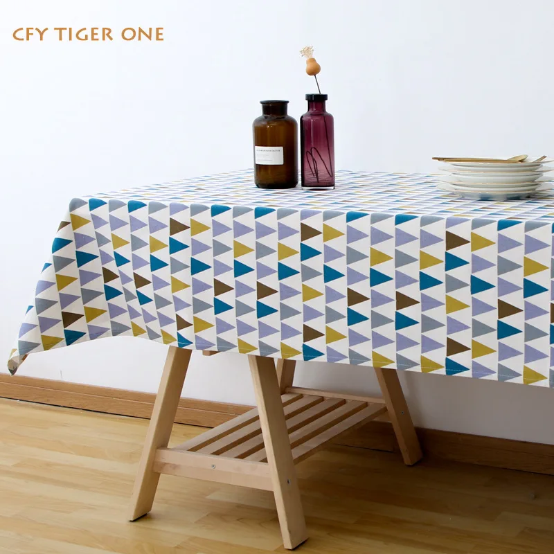 Nordic Triangular Geometry Tablecloth Antifouling Rectangular Tablecloth Washable and Oil Resistant Coffee Table Mat Table Cover