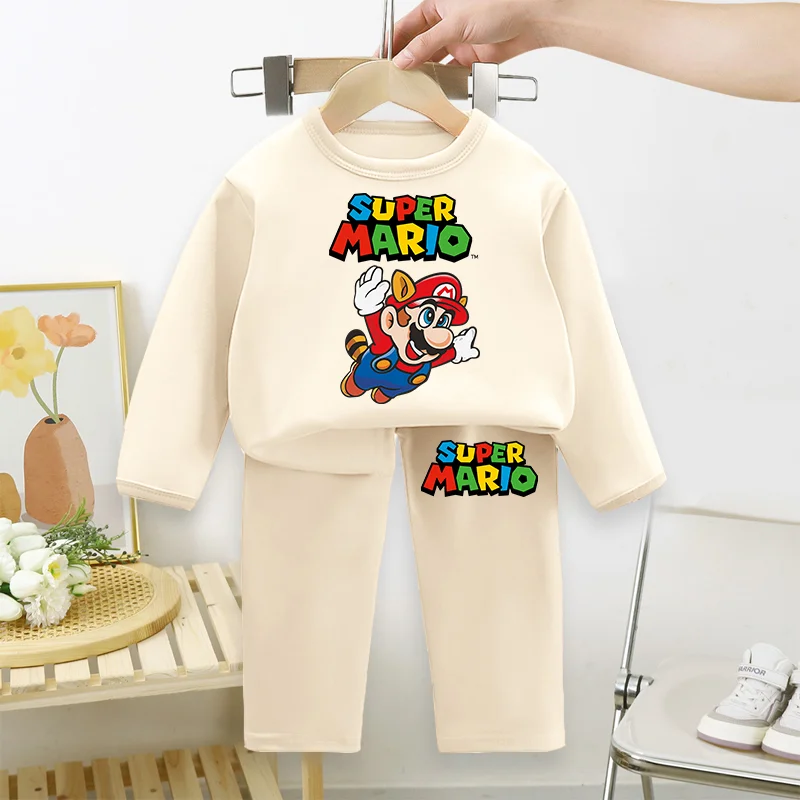 Conjuntos de pijamas para niños de Super Mario Bros, ropa de dormir para niño y niña, conjunto de pijamas, camisa para bebé, ropa de invierno, ropa para el hogar, regalo de Navidad