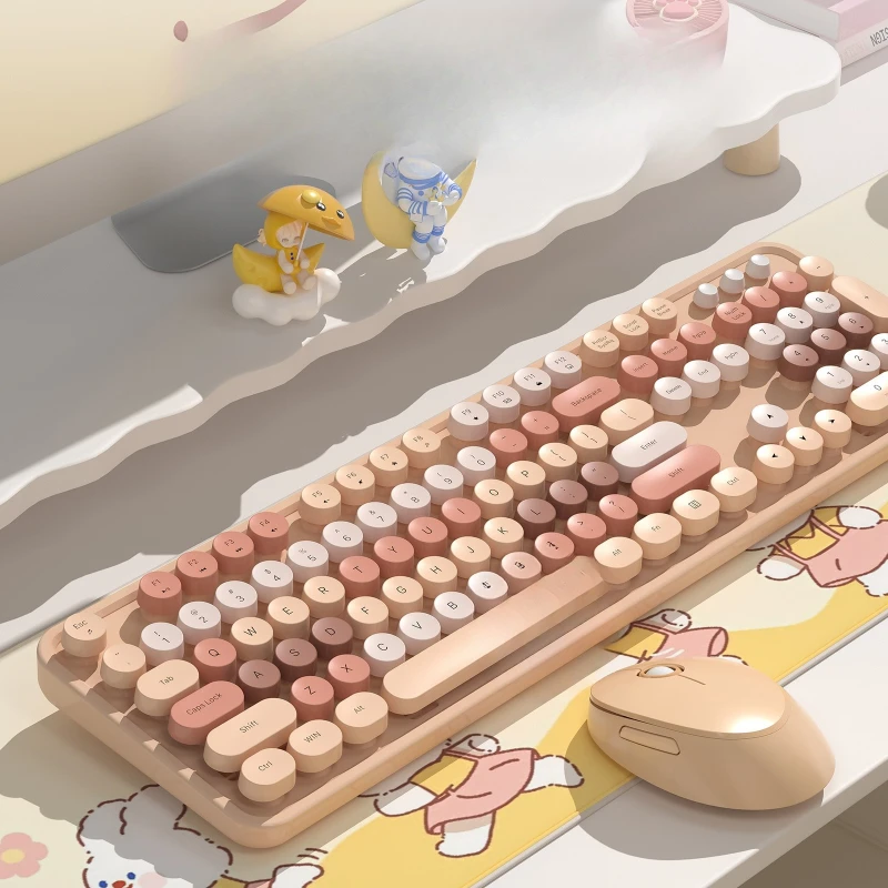 Set tastiera e mouse wireless per ragazze, computer da ufficio, tastiera e mouse di alto valore