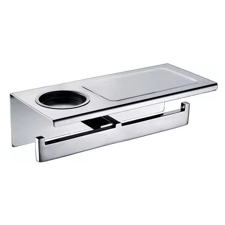 Modern Style Chrome Wall Mounted Tissue Paper Holder Multifunctional Paper Towel Rack Bathroom Accessories