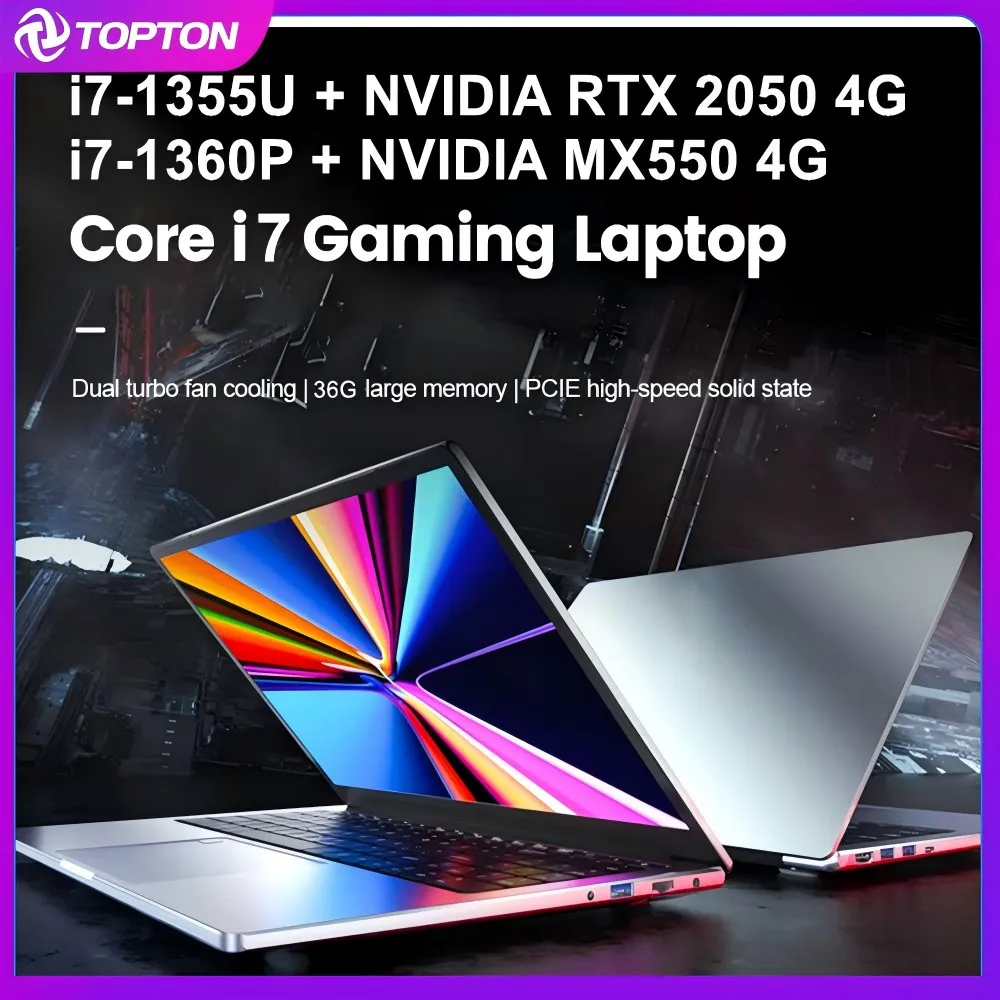 16 Inch i7 1360P 1355U Gaming Laptops NVIDIA RTX 2050 MX550 4G IPS Full HD Office Notebook Ultrabook Computer Windows 11 WiFi