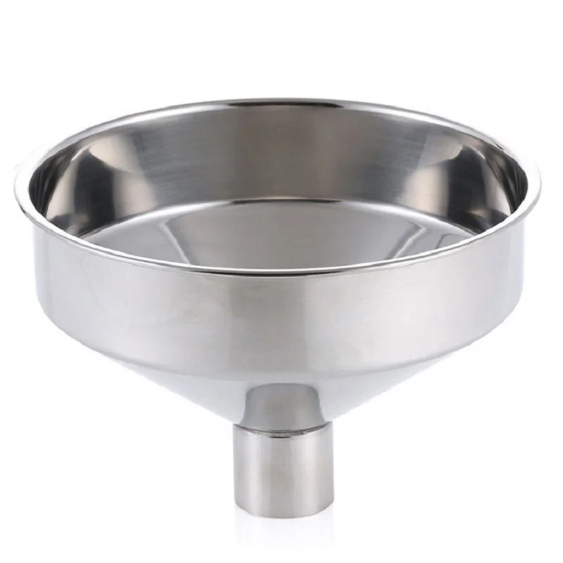 1Pc Stainless Steel Funnel Large Kitchen Funnel Liquid Cooking Oil Filter Tools Metal Wide Mouth Funnel For Filling Bottles Cans