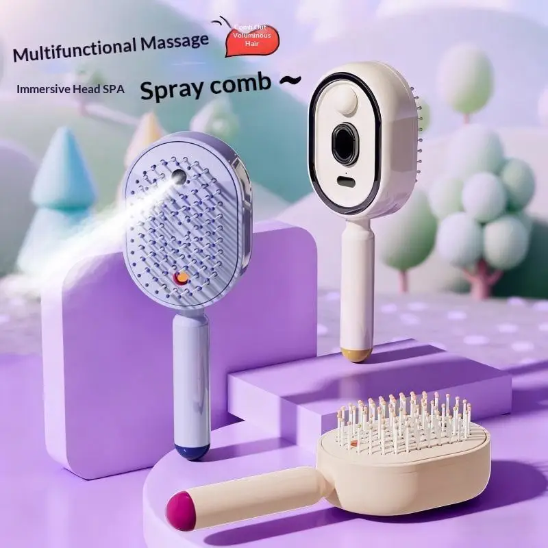 Electric Scalp Massage Comb 3 In 1 Steam Spray Essential Oil Air Cushion Brush Suitable for All Hair Types Use
