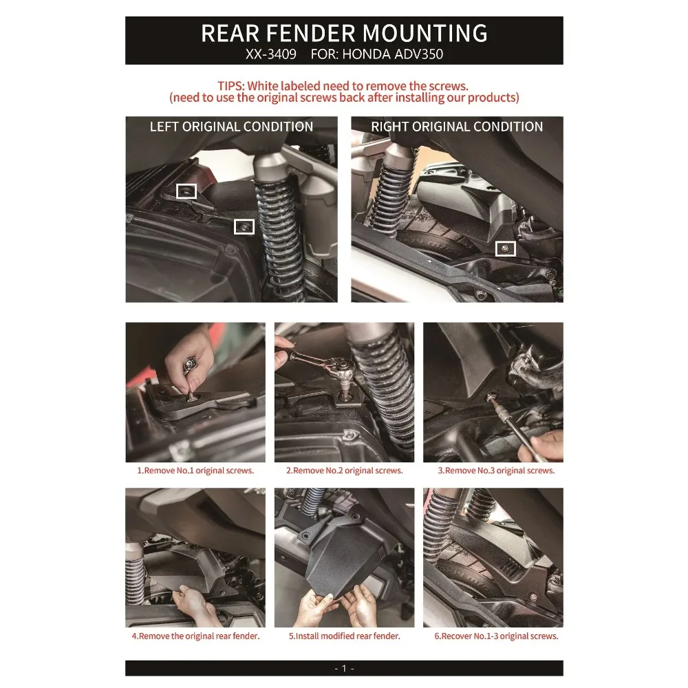 For Honda ADV350 2022 2023 2024 ADV 350 Motorcycle Rear Wheel Hugger Tire Splash Guard Fender Mudguard Cover Fairing Accessories - Image 6