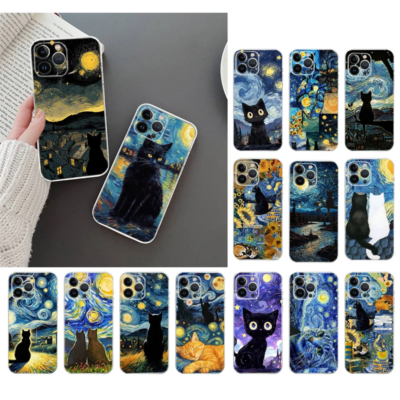 

Starry Night van gogh cat Phone Case For iphone 17ProMax 17 Pro Air 16 15 14 13 Pro Max 16 15 14 13 Pro 15Plus