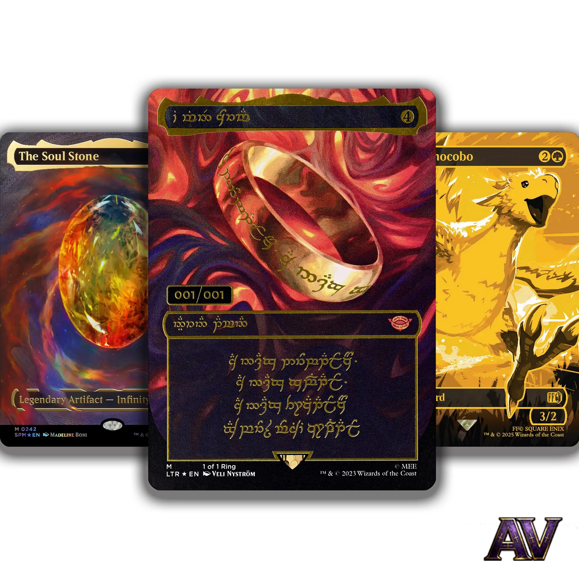 El Anillo Único, la Piedra del Alma, Artefacto Legendario, Réplica de Chocobo Viajero, Tarjetas Proxy Mágicas con Holofoil