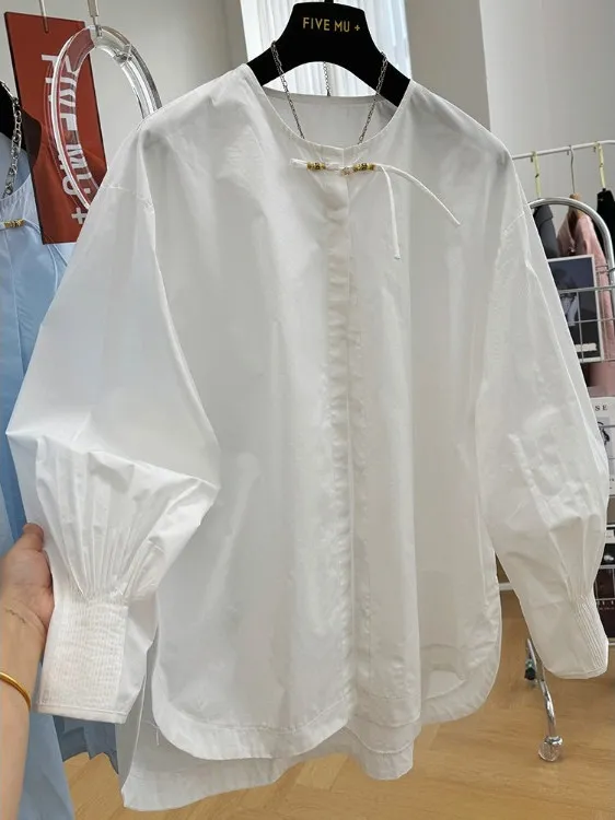 Новый китайский Sle Long Sve Cotton irt женский свободный крой повседневный круглый топ Ne весенний сезон удобный плюс размер