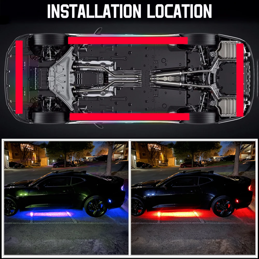 Car Underglow Flexible LED Strip Light Remote APP Control RGB Neon Light Ambient Atmosphere Auto Decorative Lamp Underbody Light - view 6