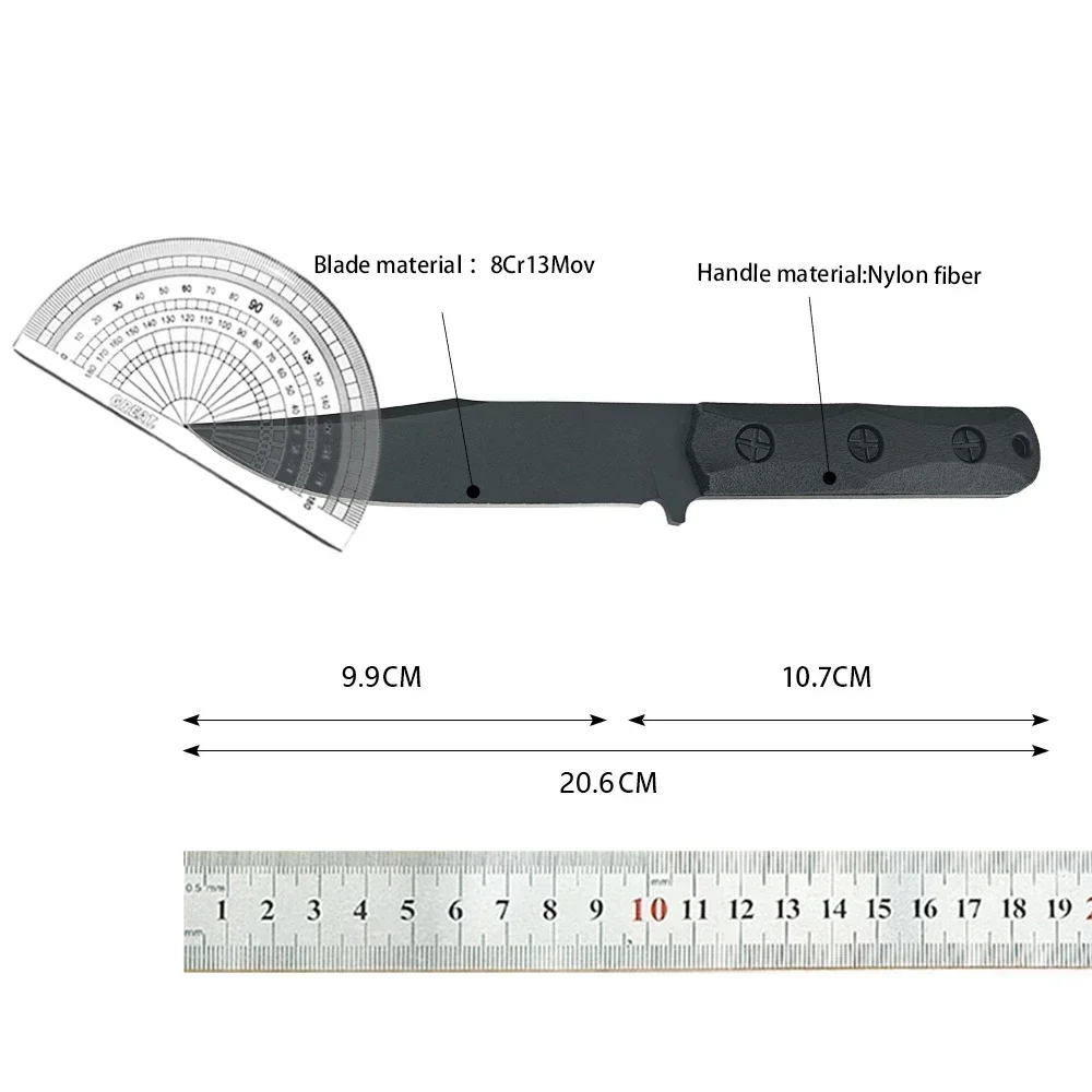 K50 Portable Tactical Hunting Fixed Knife with Sheath 8Cr13Mov Blade Nylon Fiber Handles Outdoor Survival Camping Tool