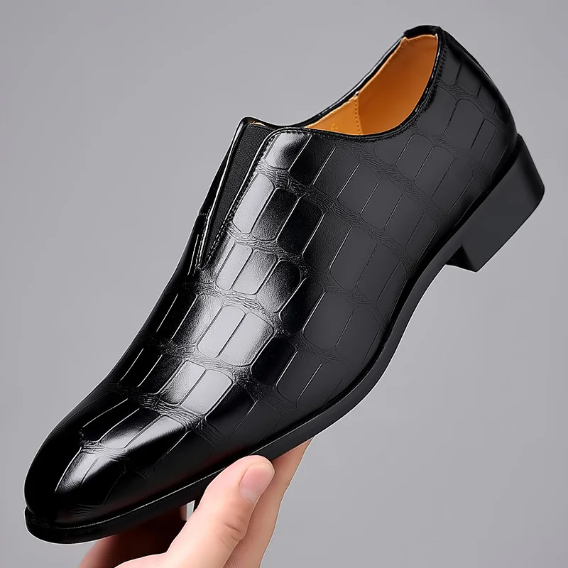 2026 New Men's Trendy Designer  Loafers Crocodile Grain Leather Mens Slip-on Casual Shoes Men Party Wedding Outdoor Flats