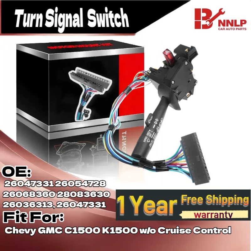 

For Windshield Wiper Turn Signal Switch for Chevy GMC C1500 K1500 w/o Cruise Control 26047331