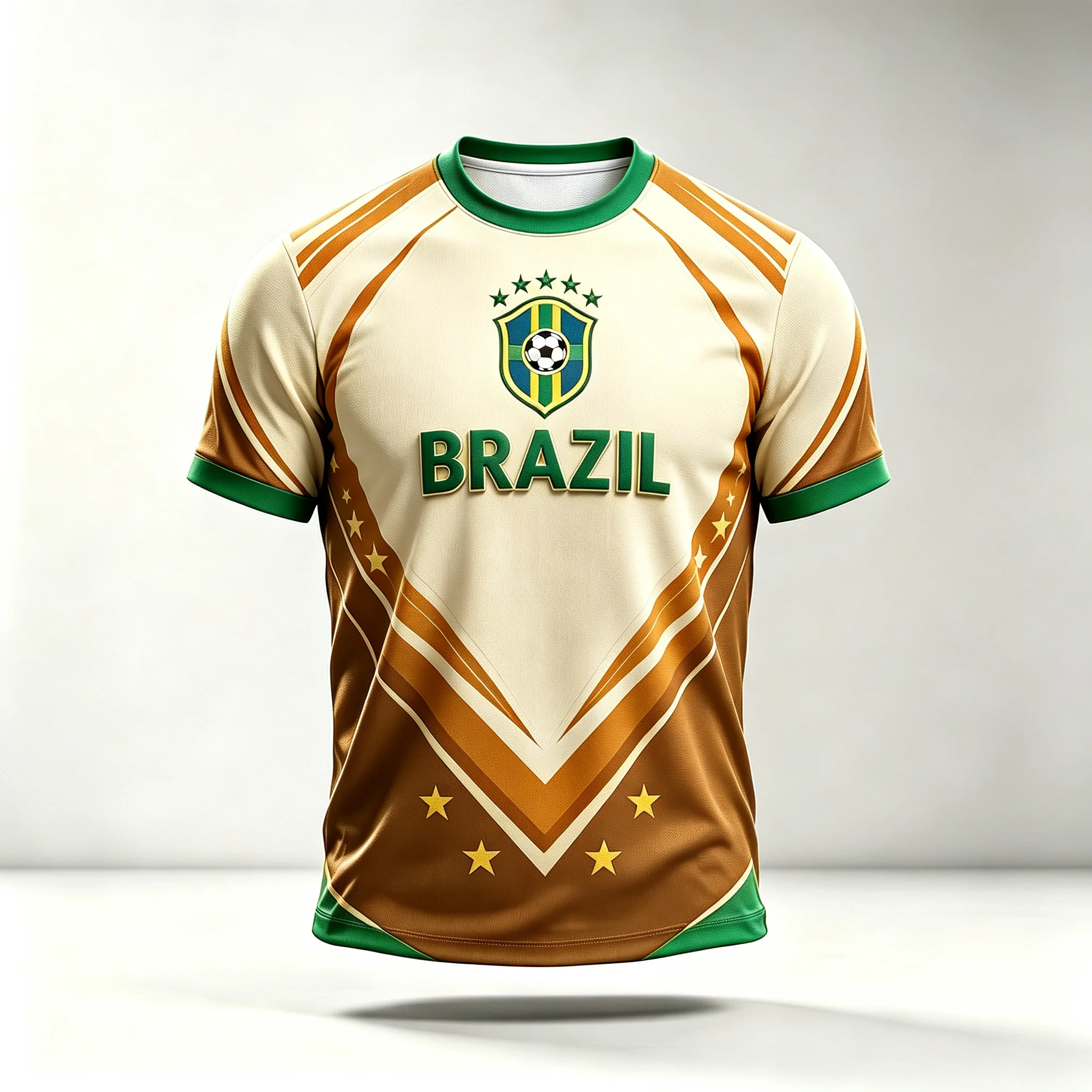 Five-Star Decor Brazil Themed Fan Commemorative Jersey, Multi-color Quick Dry Unisex Short Sleeve For Outdoor Soccer Sports