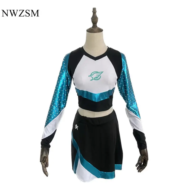 Euphoria Cheerleader Uniform Maddy Outfit Langarm Crop Top mit Mini Rock Set Hohe Schule Frauen Cheerleading Kostüm