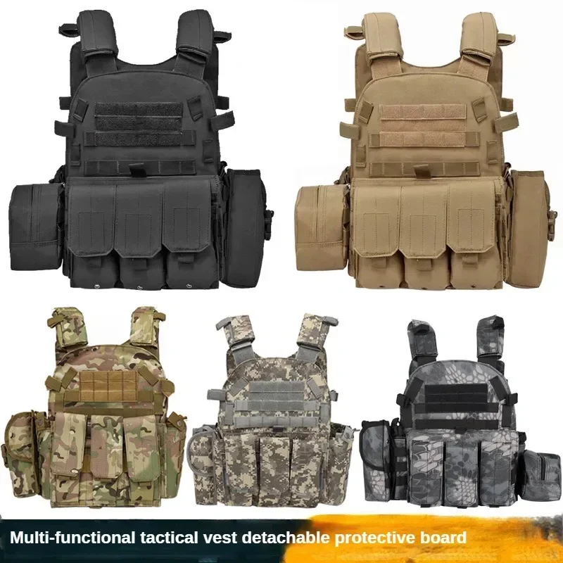 

Multifunctional black tactical vest 6094 lightweight, perfect for men's outdoor training and CS field equipment