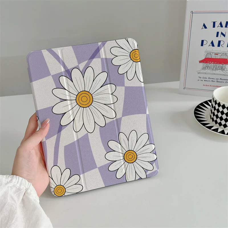 Cute Daisy Flower Cases For iPad Air 2024 Pro 11 inch 2025 iPad 10 Air 5/4 10.9 10.2 9.7 inch 10.5 mini 6 Cover with Pen Holder