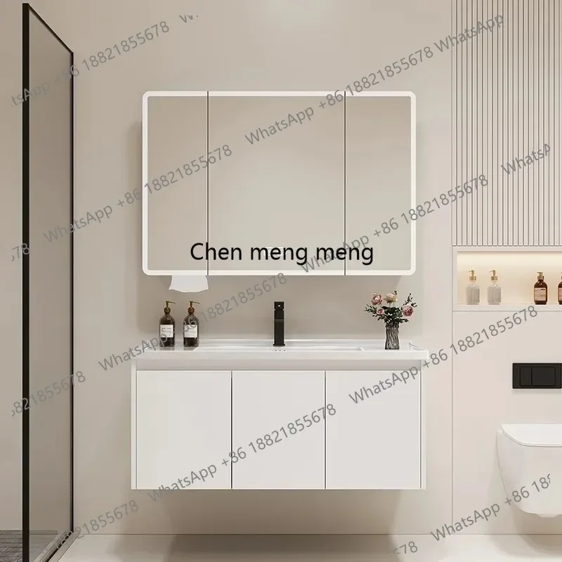 X188 Nordic Modern Bathroom Cabinets Washbasin Sink Ceramic Integrated Basin Bathroom Cabinets Open Storage Furniture Gabinetti