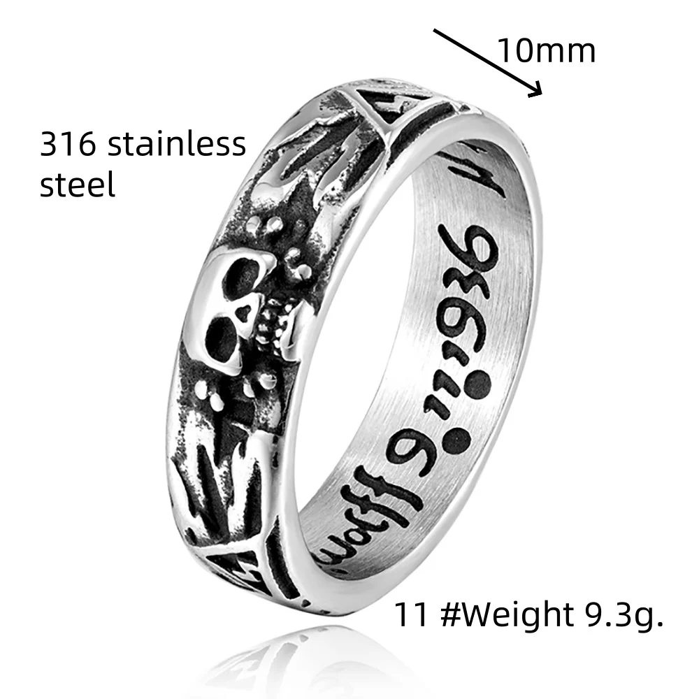 Vintage Gothic Skull Rings for Men Boy Stainless Steel Punk Skeleton Finger Ring Hip Hop Style Unique Jewelry Gifts Wholesale